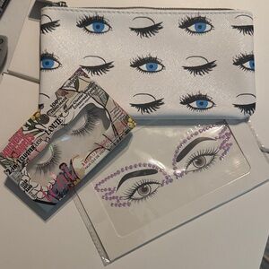 Eye Small Makeup pouch with Eye Jewels and Lashes